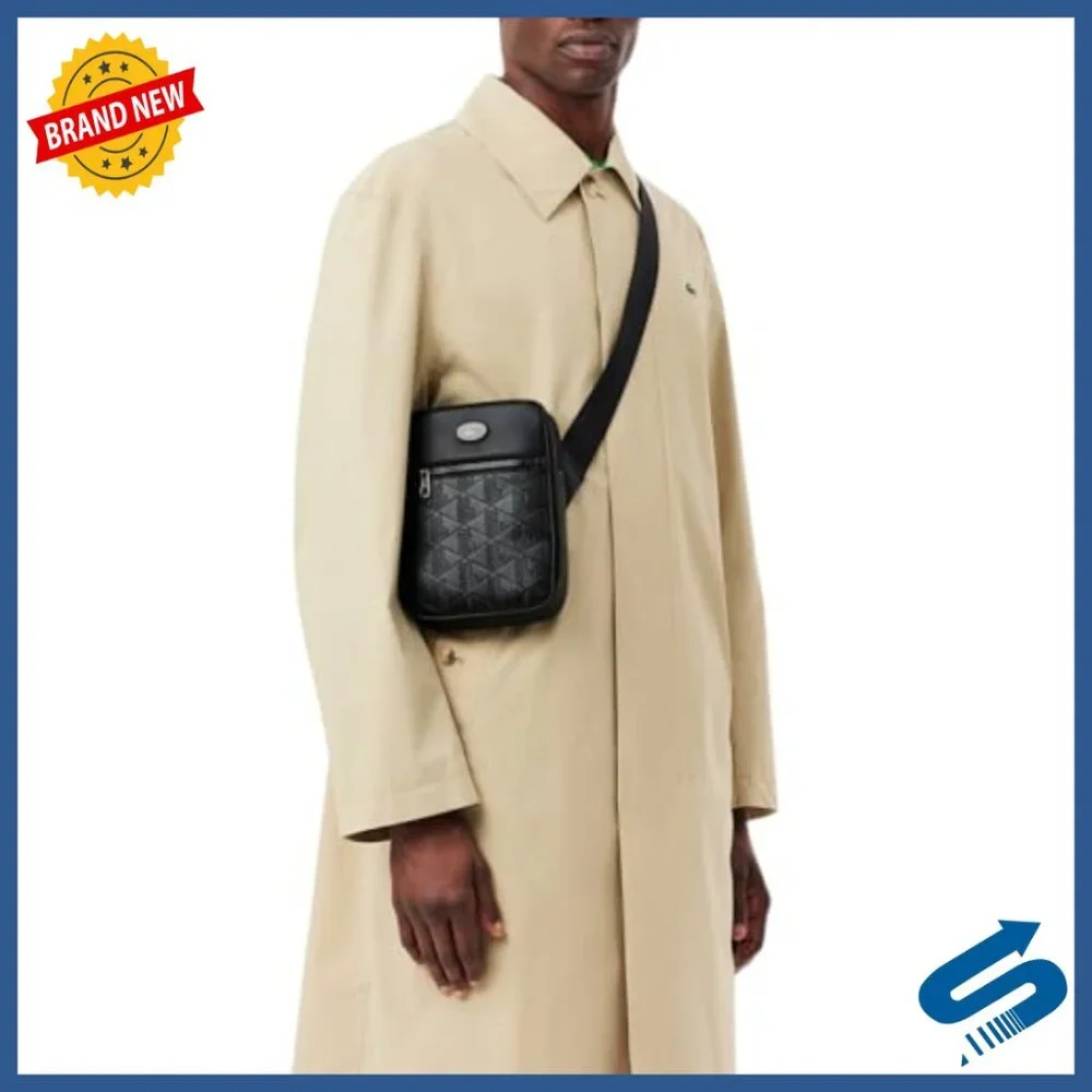 Men's Leather Camera Bag with Adjustable Strap and Multiple Pockets
